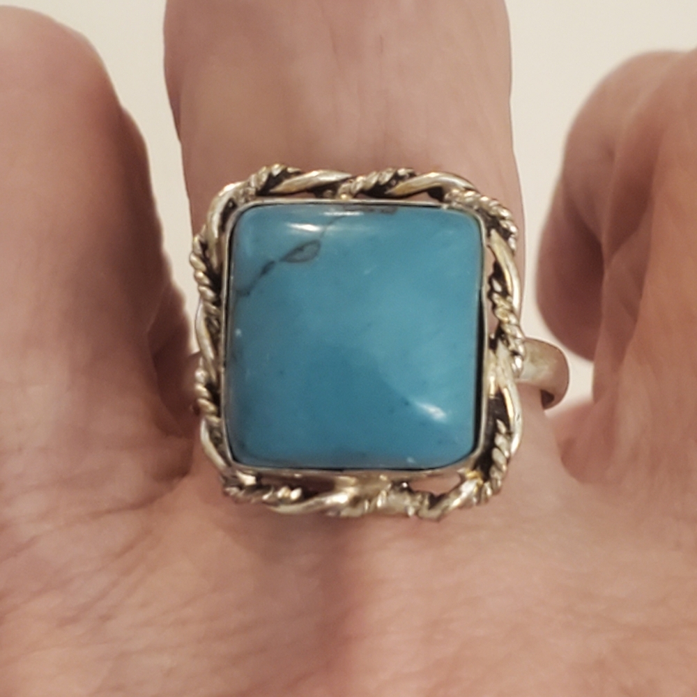 Nice Sterling Silver Square Turquoise Ring